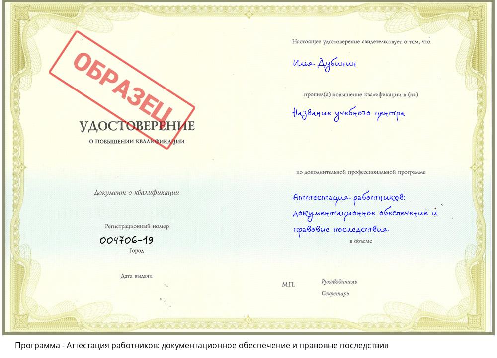 Аттестация работников: документационное обеспечение и правовые последствия Щёлково