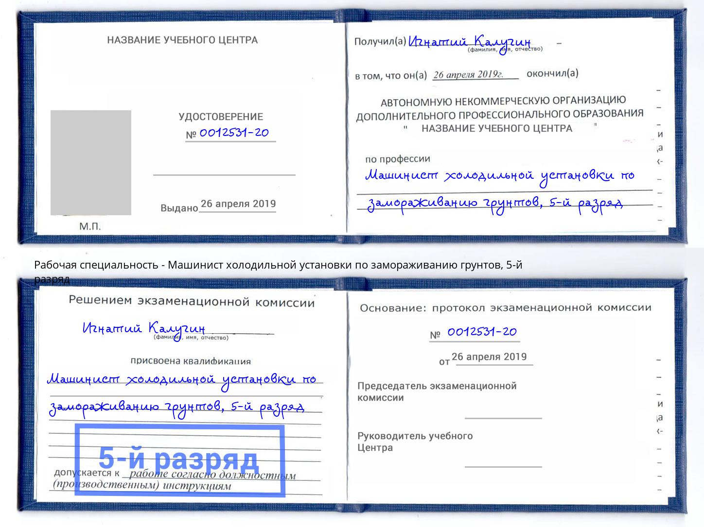 корочка 5-й разряд Машинист холодильной установки по замораживанию грунтов Щёлково